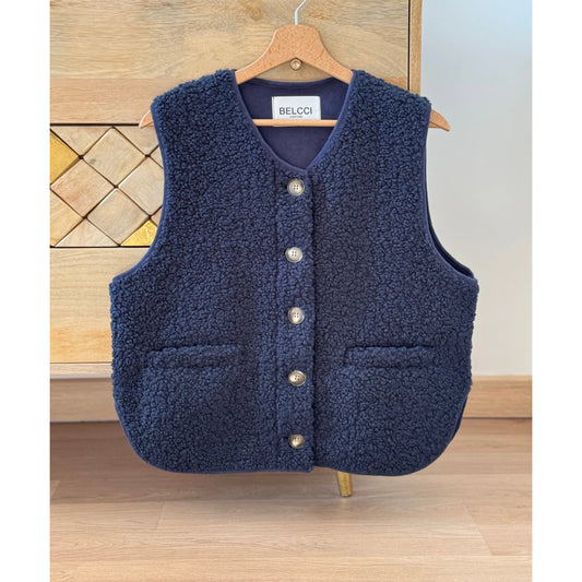 GILET SANS MANCHES EN MOUMOUTE COULEUR MARINE