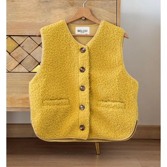 GILET SANS MANCHES EN MOUMOUTE COULEUR JAUNE